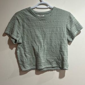 American Eagle Smocked Puckered Cropped Tee Shirt sz S